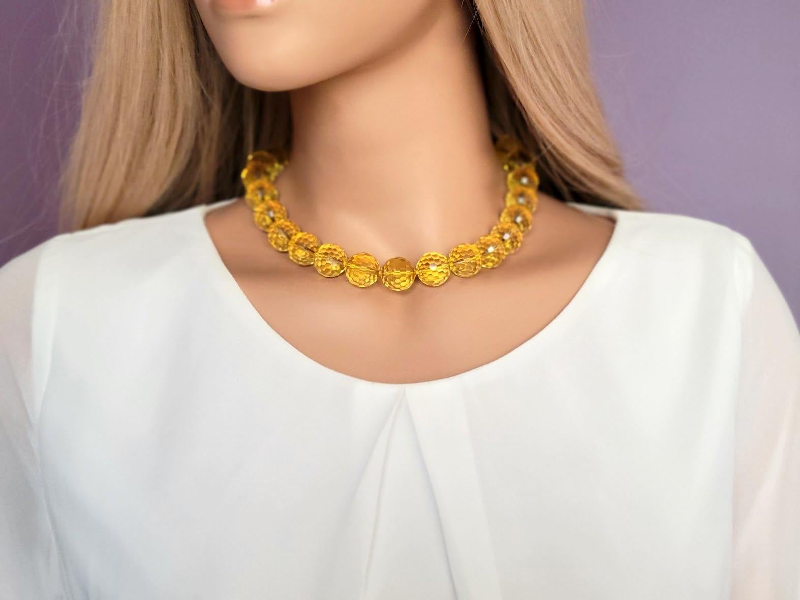 Facettierte brasilianische Citrin-Halskette im Zustand „Neu“ im Angebot in Chesterland, OH
