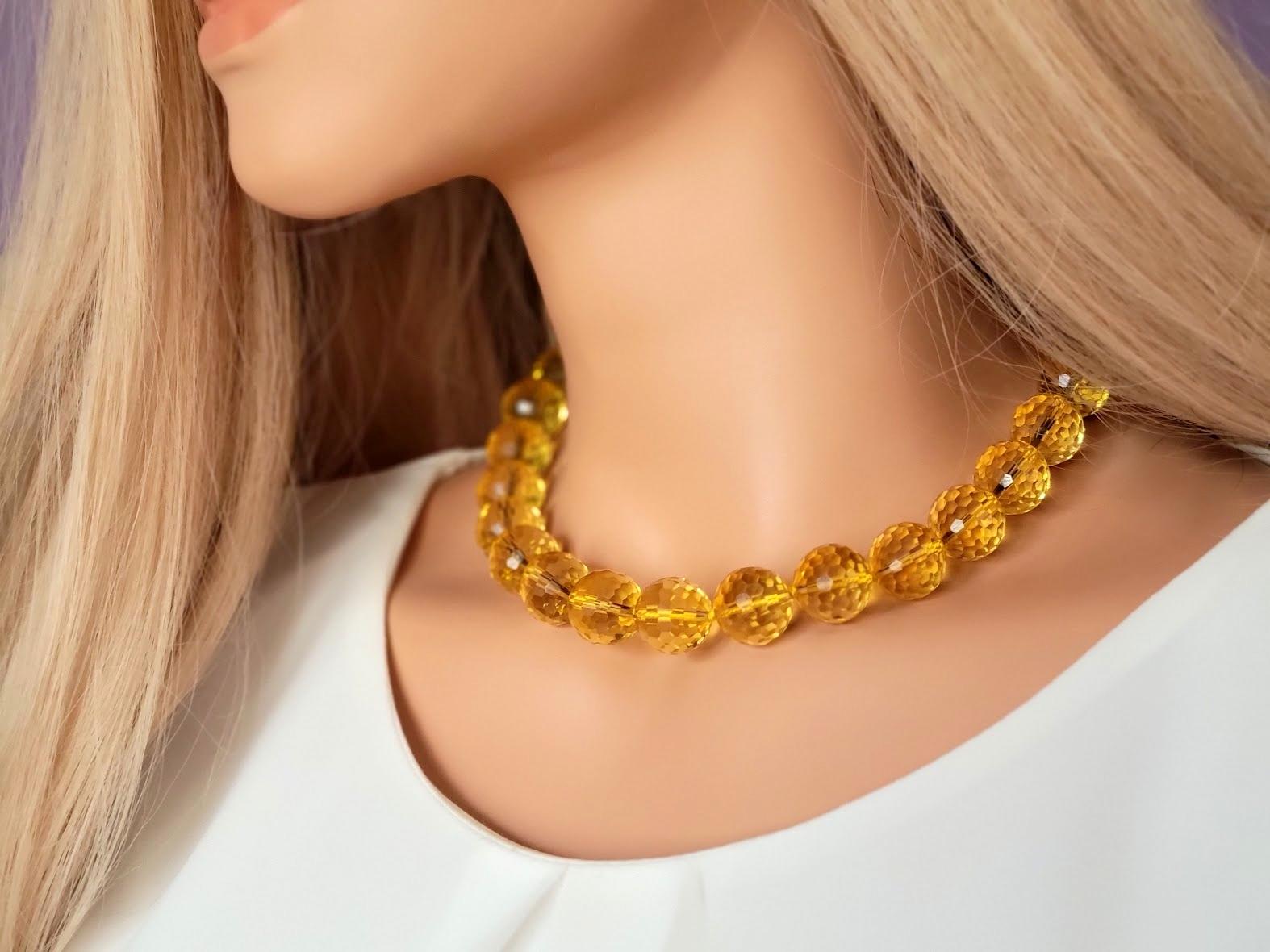 Women's Brazil Faceted Citrine Necklace For Sale