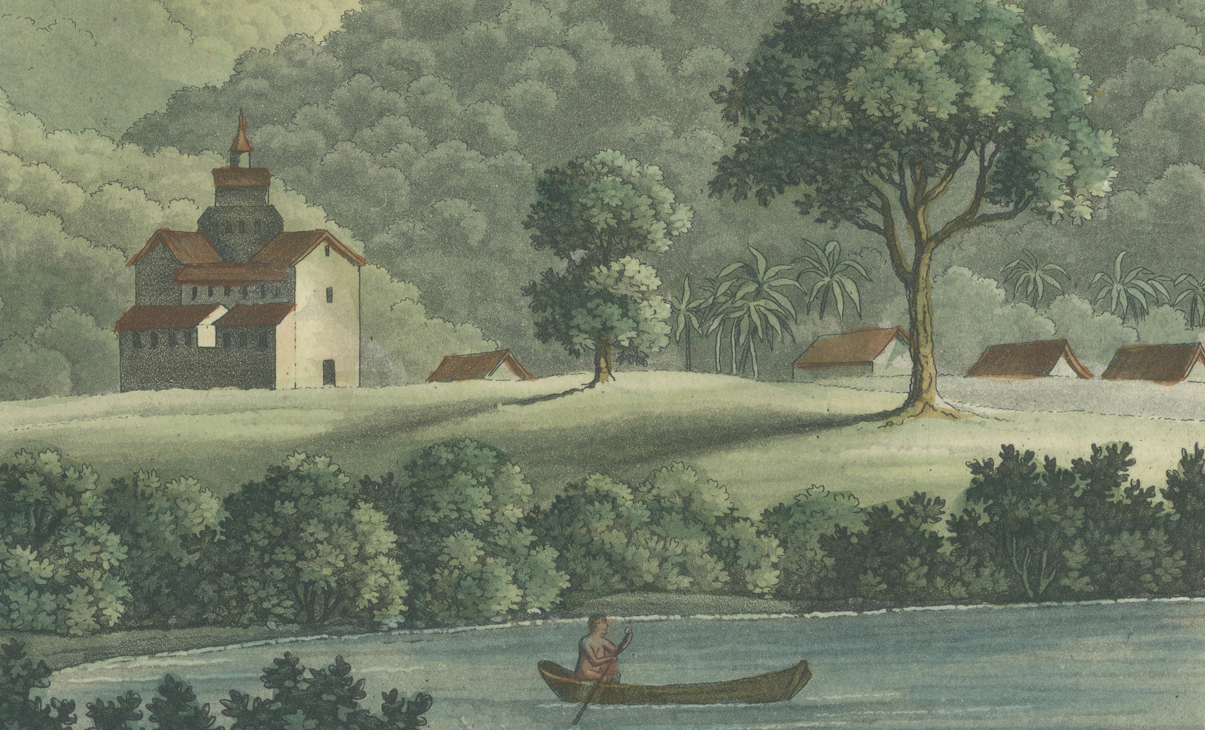 Brazil in Soft Greens — St. Fidelis Jesuit Mission View, Aquatint 1821