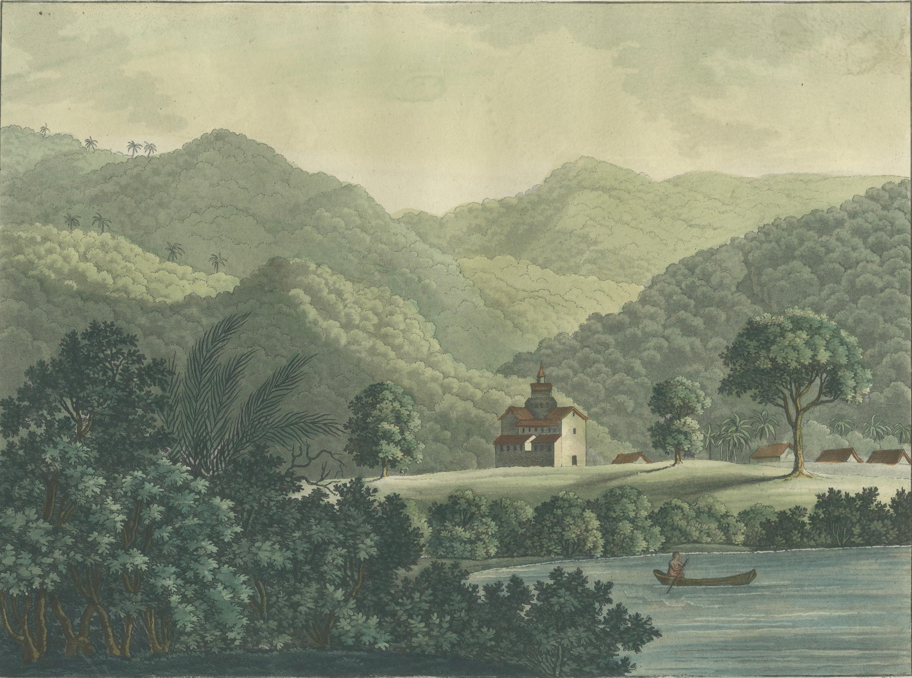 Brazil in Soft Greens — St. Fidelis Jesuit Mission View, Aquatint 1821
