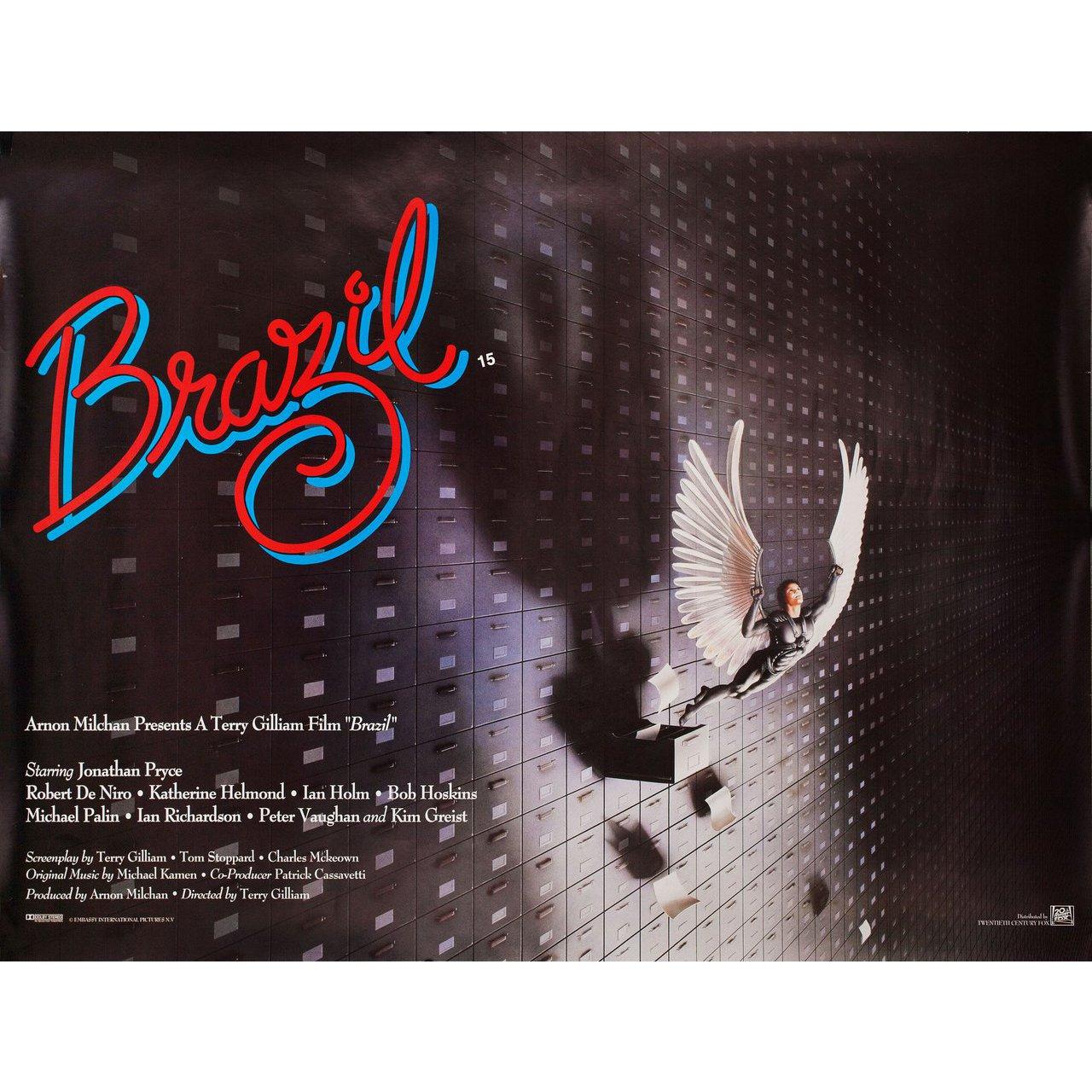 Original 1997 re-release British quad poster for the 1985 film Brazil directed by Terry Gilliam with Jonathan Pryce / Robert De Niro / Katherine Helmond / Ian Holm. Very good fine condition, rolled. Please note: the size is stated in inches and the