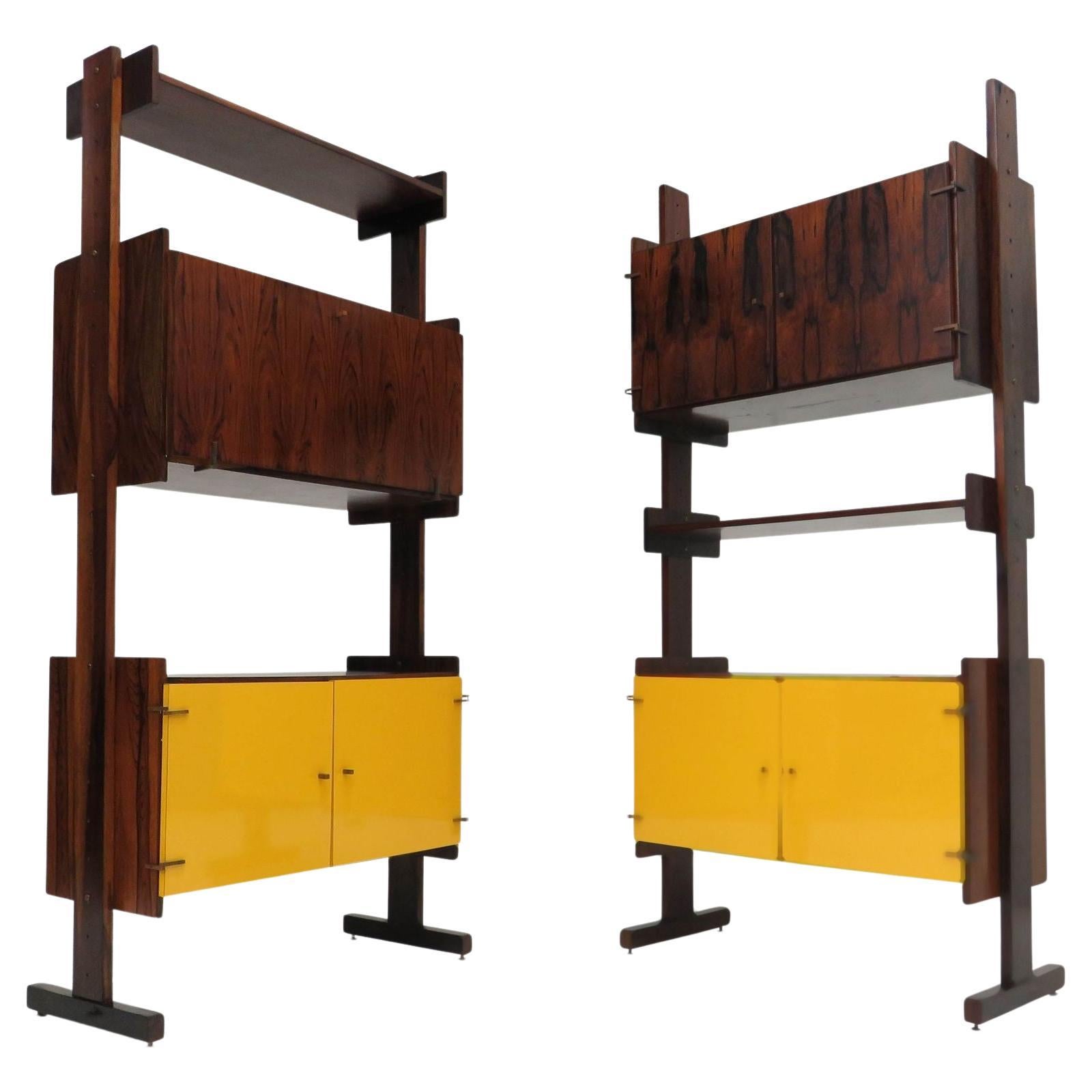 Brazil Rosewood Room Divider Bookcase or Wall Unit in Yellow