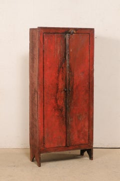 Brazilian 19th C. Cabinet w/ Clean Lines & Original Red Finish
