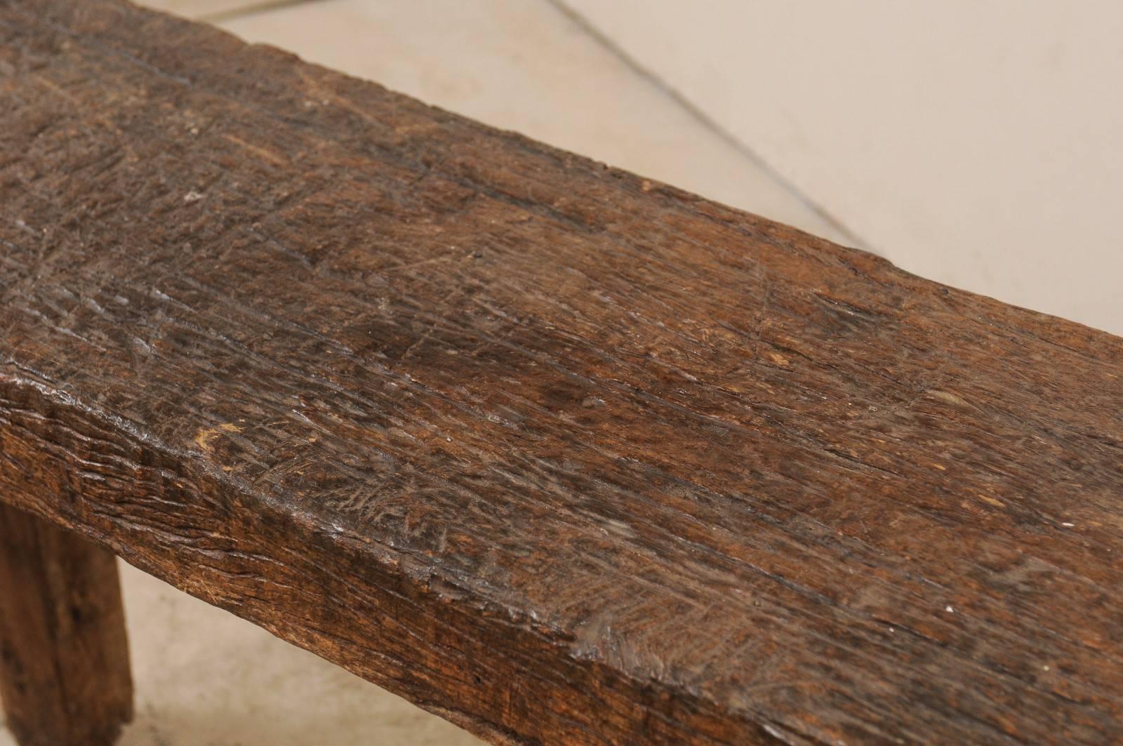 Brazilian 19th Century Rustic Wood Bench-Style Sofa or Window Table 3