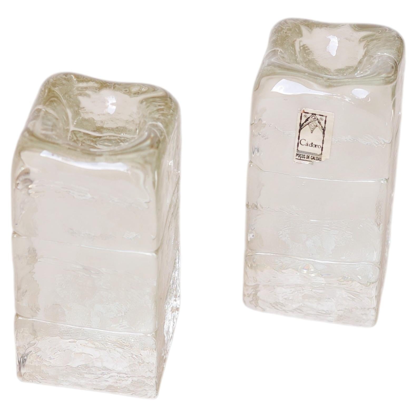 Brazilian 80's Glass Candlesticks by Seguso Cá D'oro