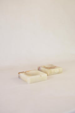 Brazilian 80's Square Alabaster Ashtray by Ônix Ouro