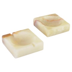 Brazilian 80's Square Alabaster Ashtray by Ônix Ouro