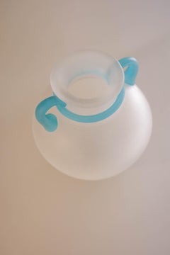 Brazilian 90's Frosted Glass Amphora by Glass Studio