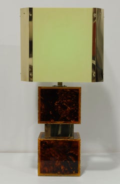 Brazilian Acrylic, Resin and Brass Table Lamps