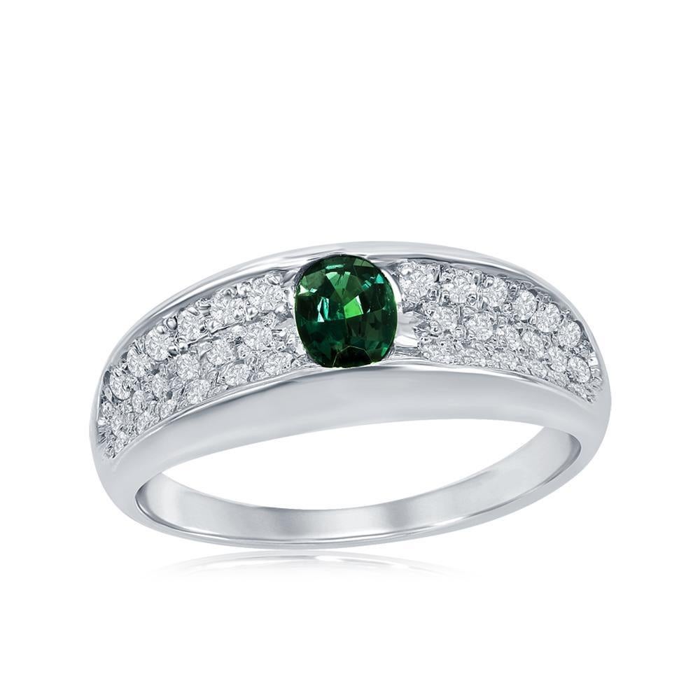Modern Brazilian Alexandrite Ring with Diamonds For Sale