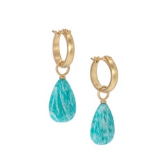 Brazilian Amazonite Drop Earrings in 18 Karat Gold