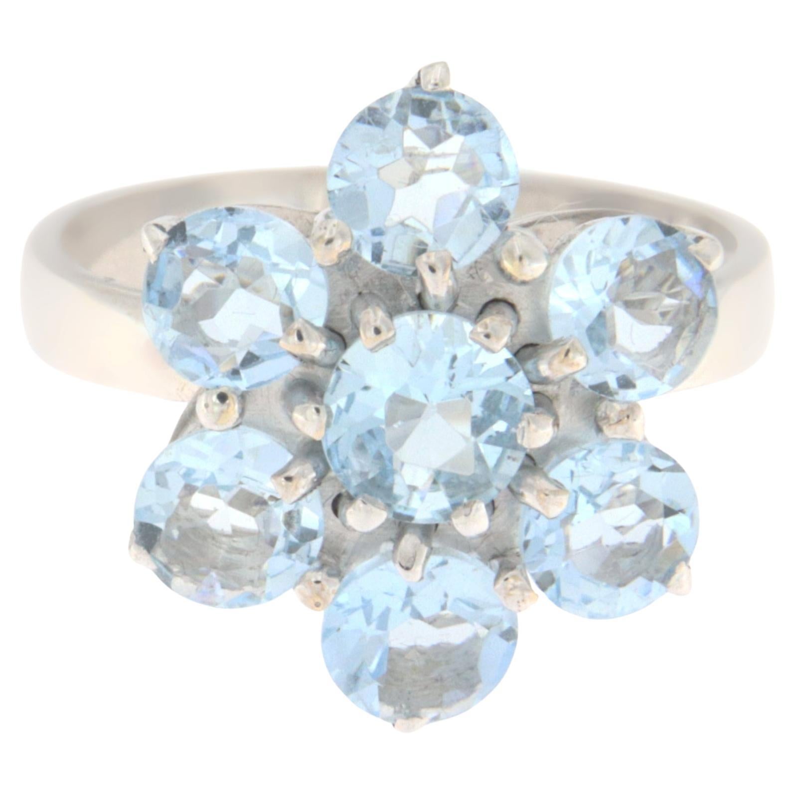 Brazilian Aquamarine 18 Karat White Gold Cocktail Ring For Sale