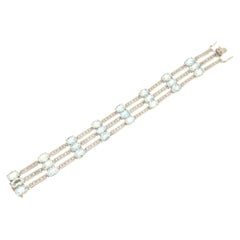 Brazilian Aquamarine 18 Karat White Gold Diamonds Cuff Bracelet
