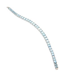 Brazilian Aquamarine 18 Karat White Gold Tennis Bracelets