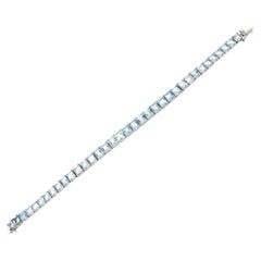 Brazilian Aquamarine 18 Karat White Gold Tennis Bracelets