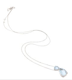 Brazilian Aquamarine 18 Carat White Gold Drop Necklace