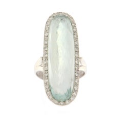 Brazilian Aquamarine Diamonds 18 Karat White Gold Cocktail Ring