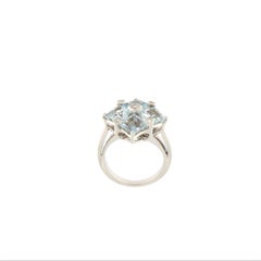 Brazilian Aquamarine Diamonds 18 Karat White Gold Cocktail Ring