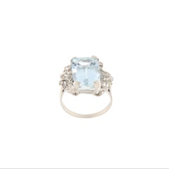 Brazilian Aquamarine Diamonds 18 Karat White Gold Cocktail Ring