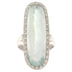 Brazilian Aquamarine Diamonds 18 Karat White Gold Cocktail Ring