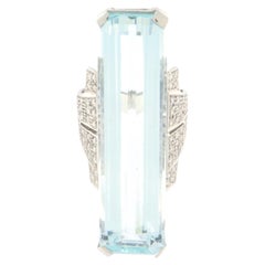 Cocktailring aus 18 Karat Weißgold mit brasilianischem Aquamarin und Diamanten