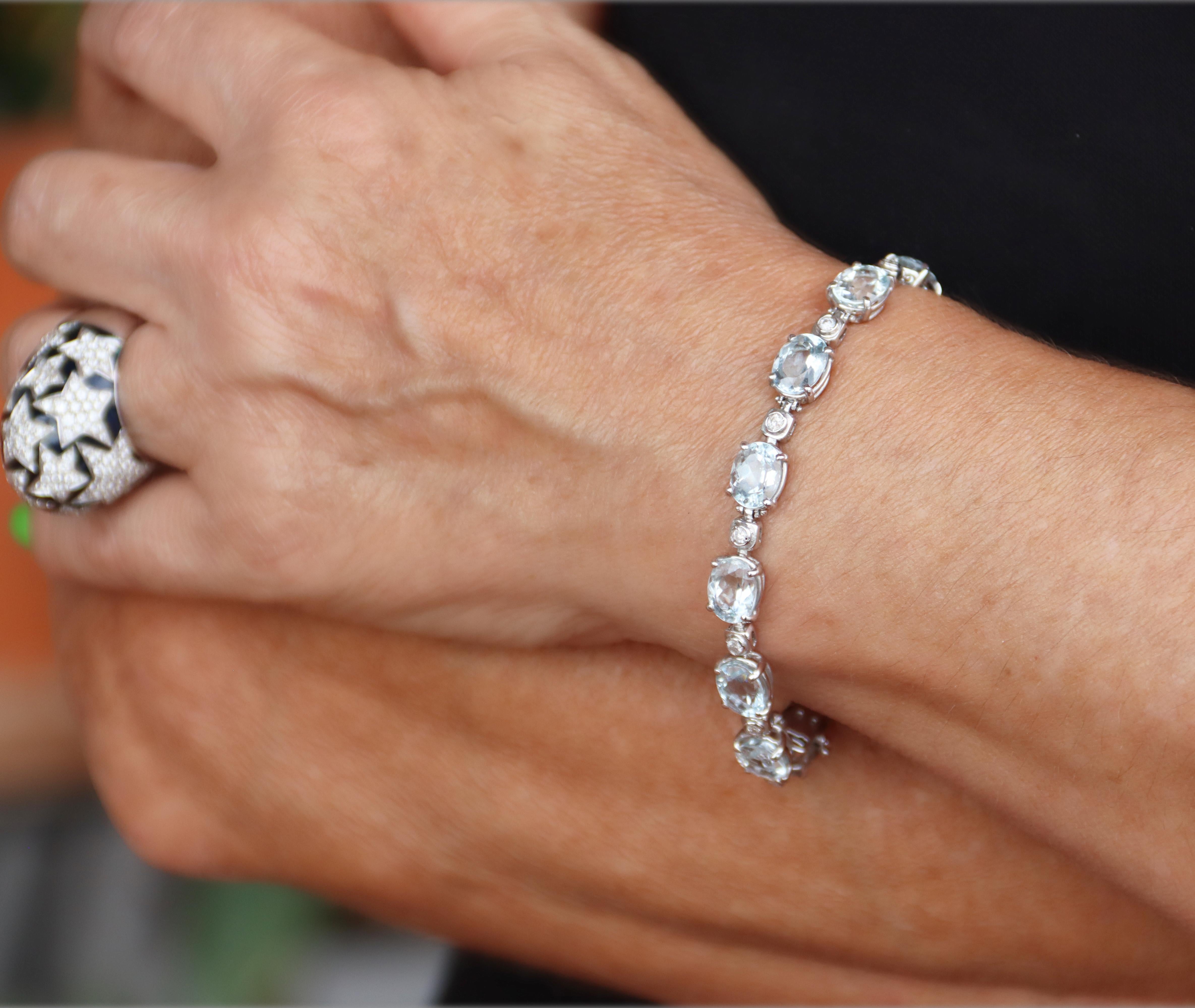 Brazilian Aquamarine Diamonds 18 Karat White Gold Cuff Bracelet 3