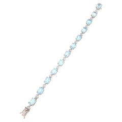 Bracciale brasiliano con acquamarina e diamanti in oro bianco 18 carati