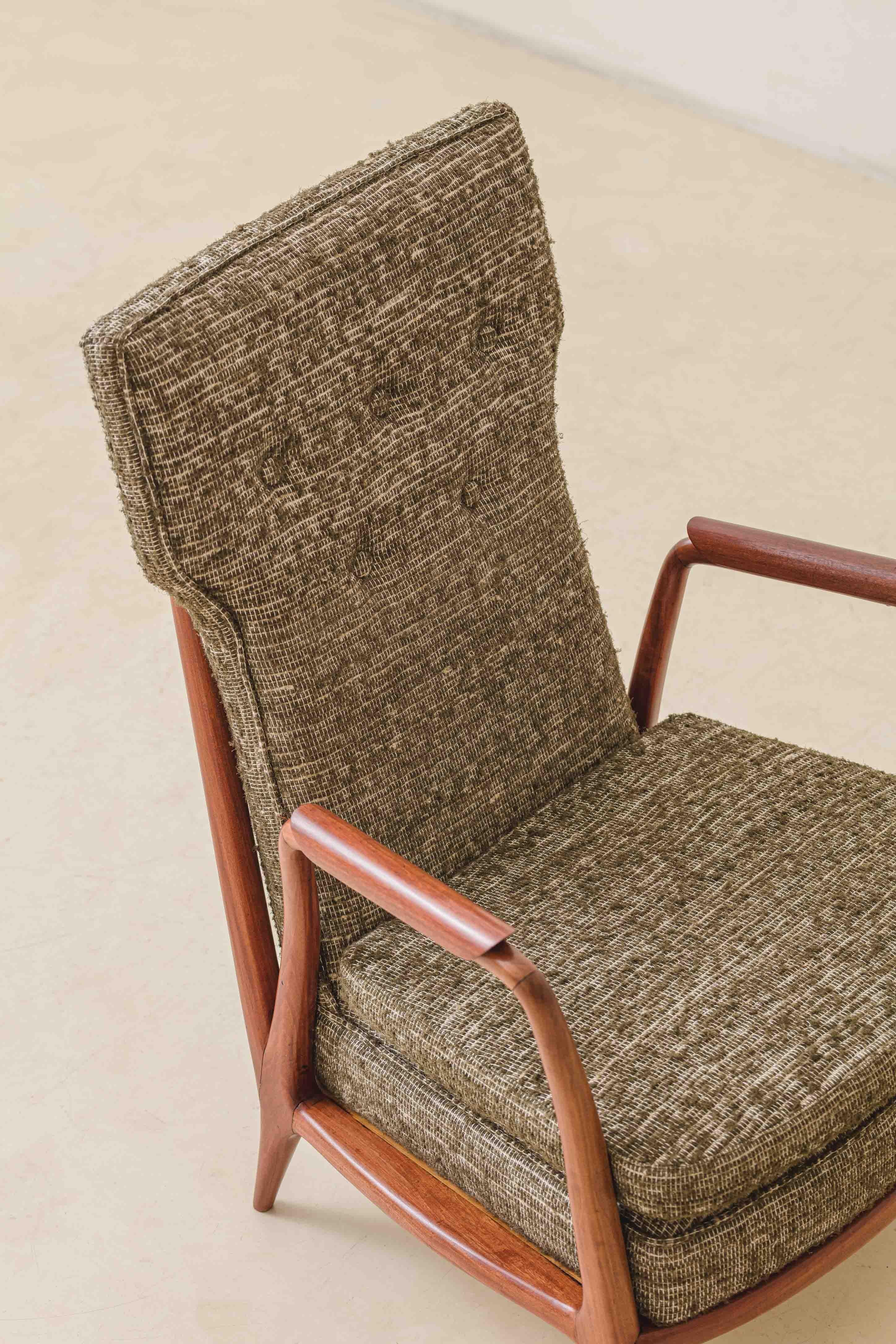 Brazilian Armchair with High Backrests by Giuseppe Scapinelli, 1950s, Midcentury For Sale 2