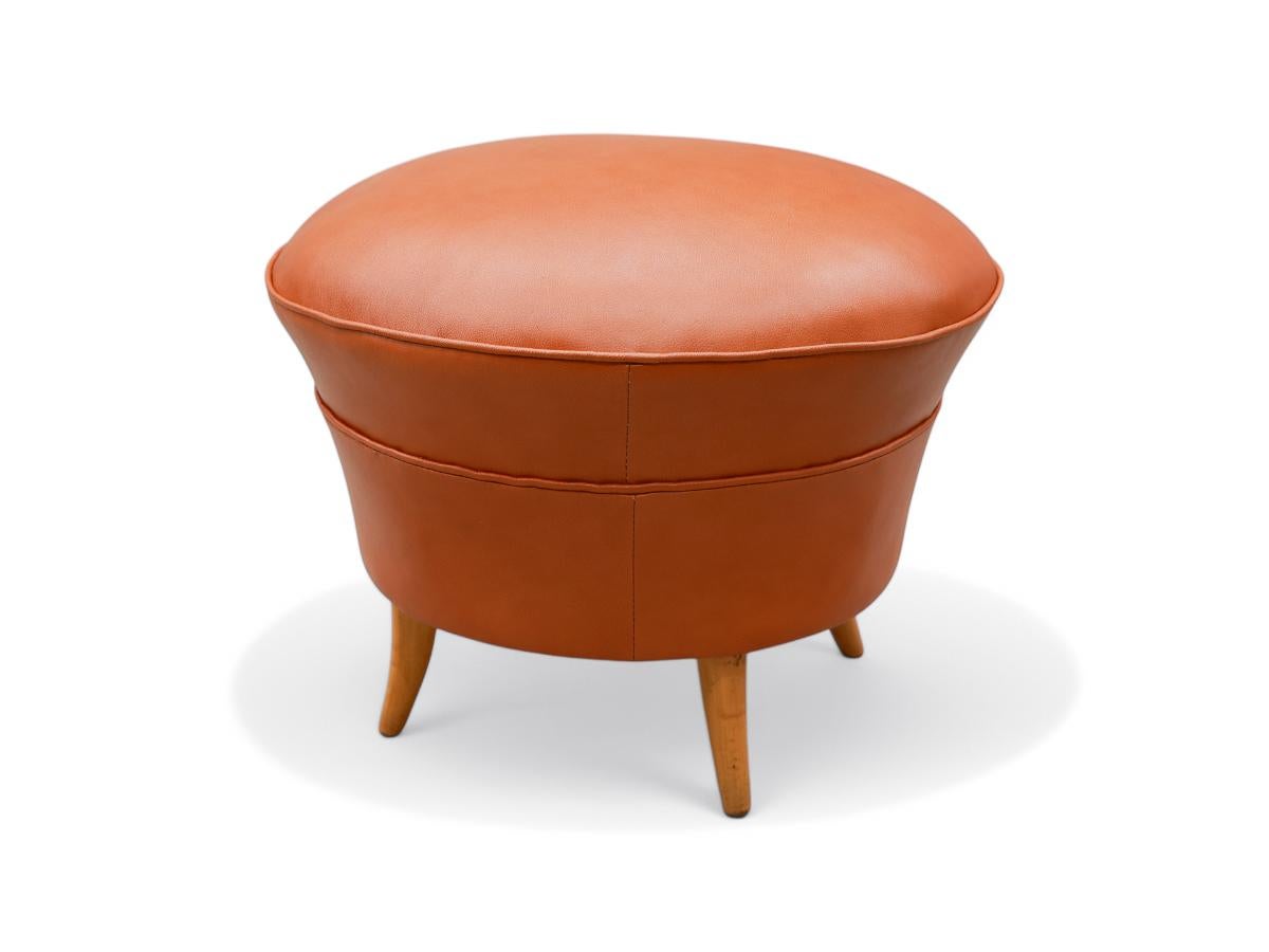 Brazilian Armchair with Ottoman in Hardwood and Leather, Carlo Hauner, c. 1950s For Sale 4