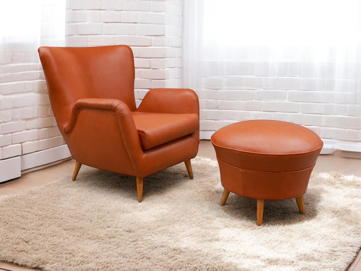 Available today, with domestic shipping in the NYC metro area included, this Brazilian Armchair with Ottoman in Hardwood and Leather, Carlo Hauner, c. 1950s, is nothing less than gorgeous! The armchair features elegantly curved arms and four