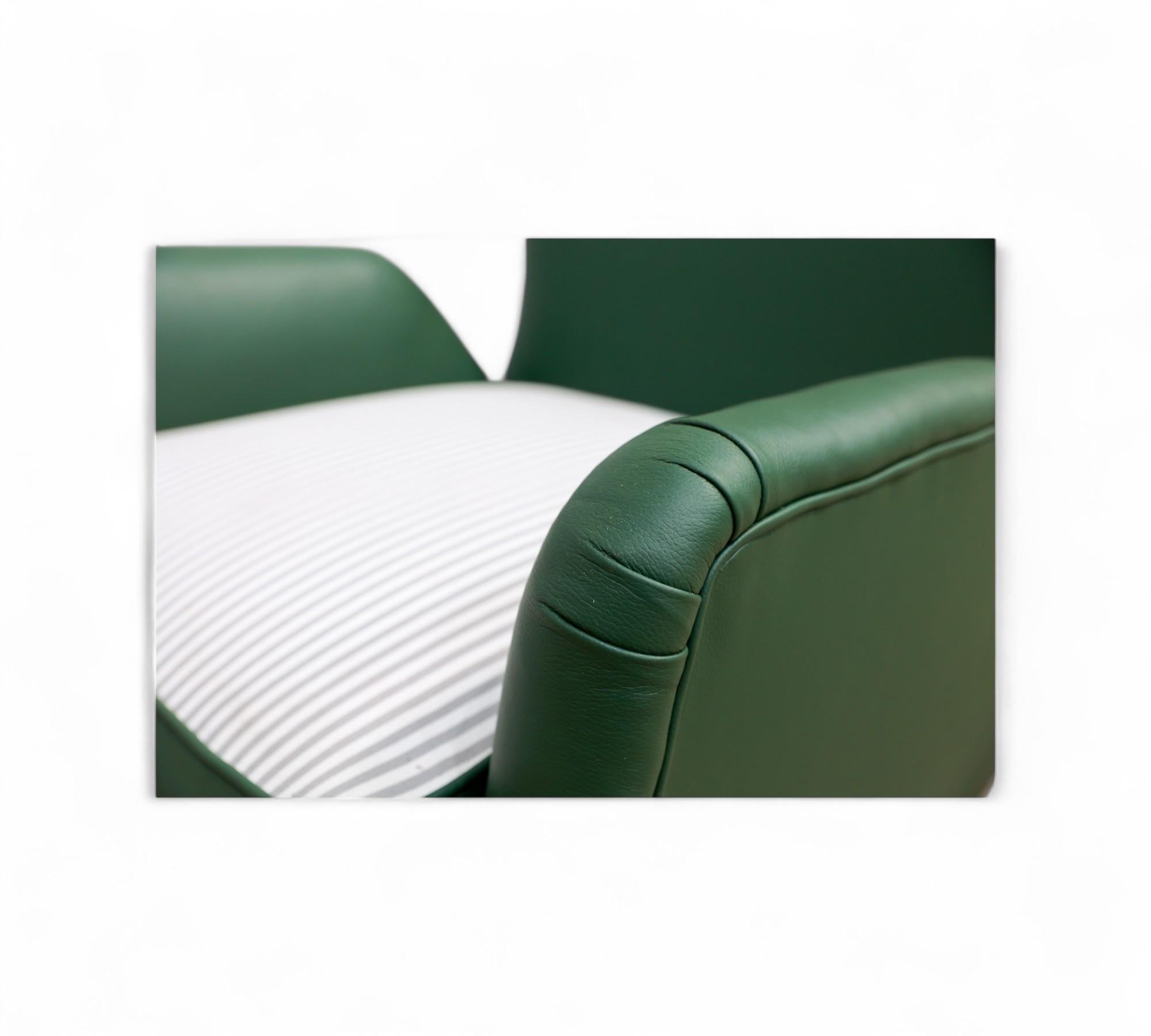 Brazilian Armchairs & Pouf in Hardwood, Leather and Fabric, Carlo Hauner 1950s For Sale 11