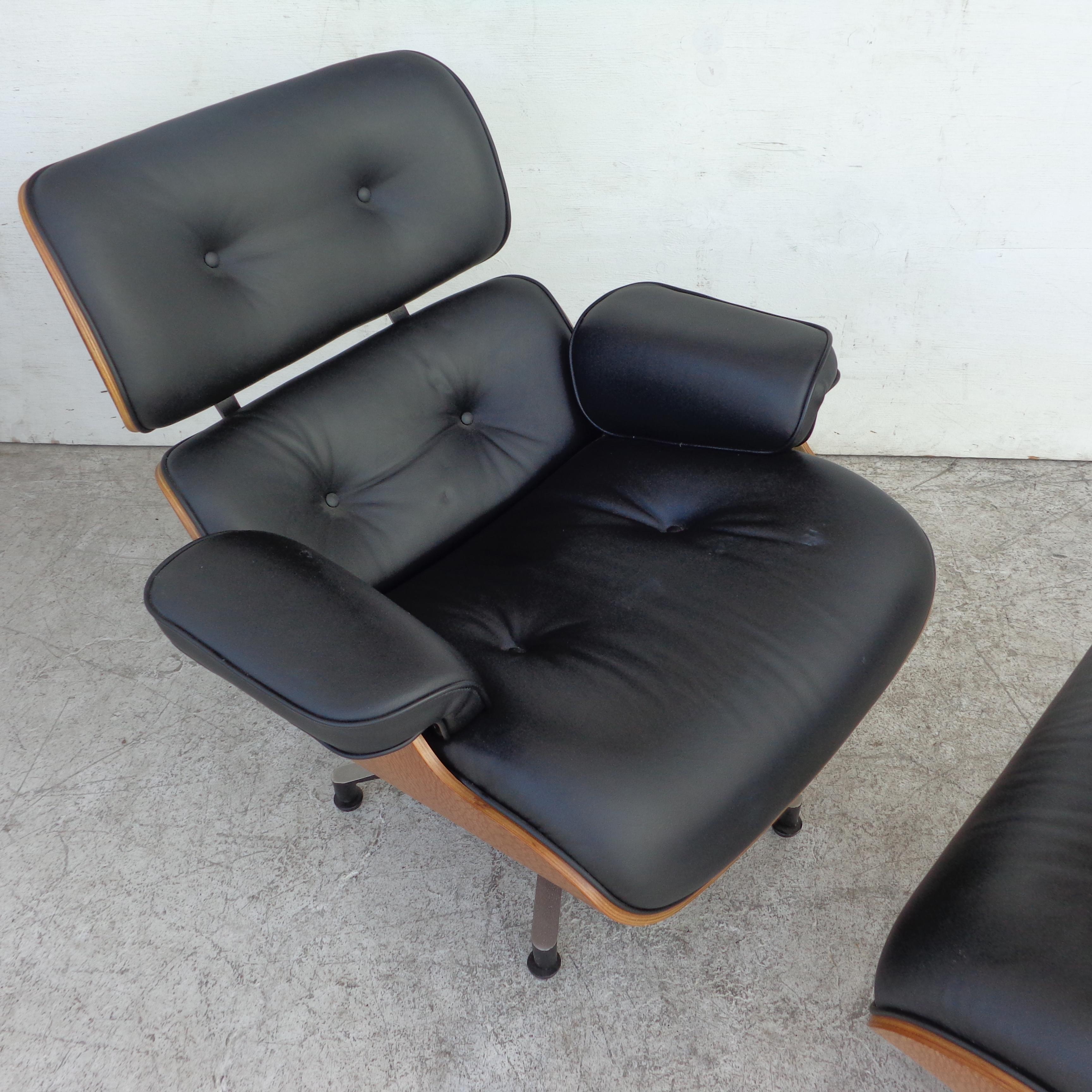 Mid-Century Modern Black Brazilian Artesia Eames Lounge and Ottoman 