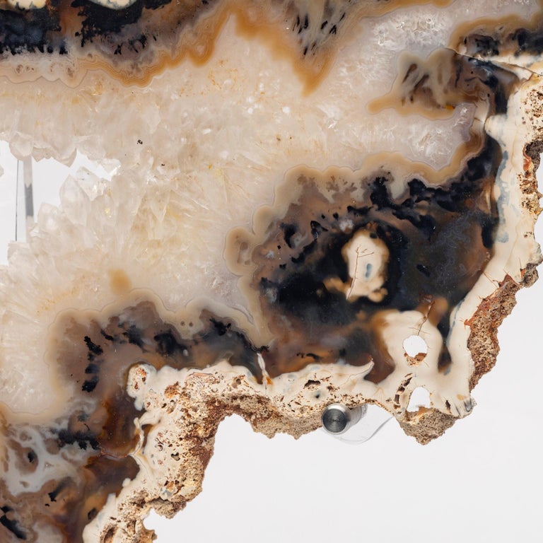 Brazilian Banded Agate Slab with Crystallizations on a Custom Acrylic ...