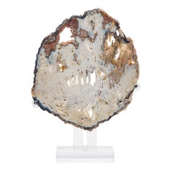 Brazilian Banded Agate Slab with Crystallizations on a Custom Acrylic Stand