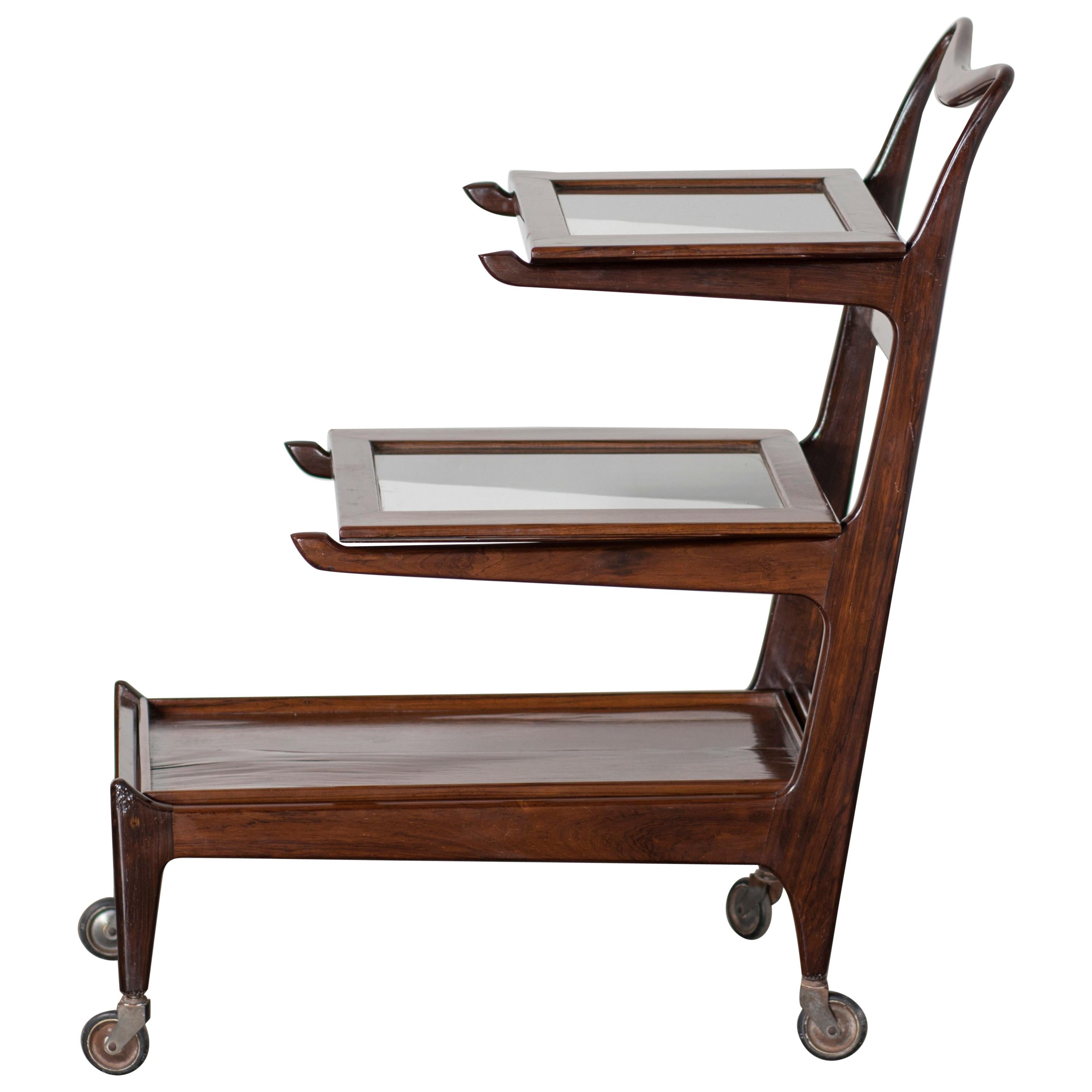 Brazilian Bar Cart in Rosewood by Carlo Hauner and Martin Eisler