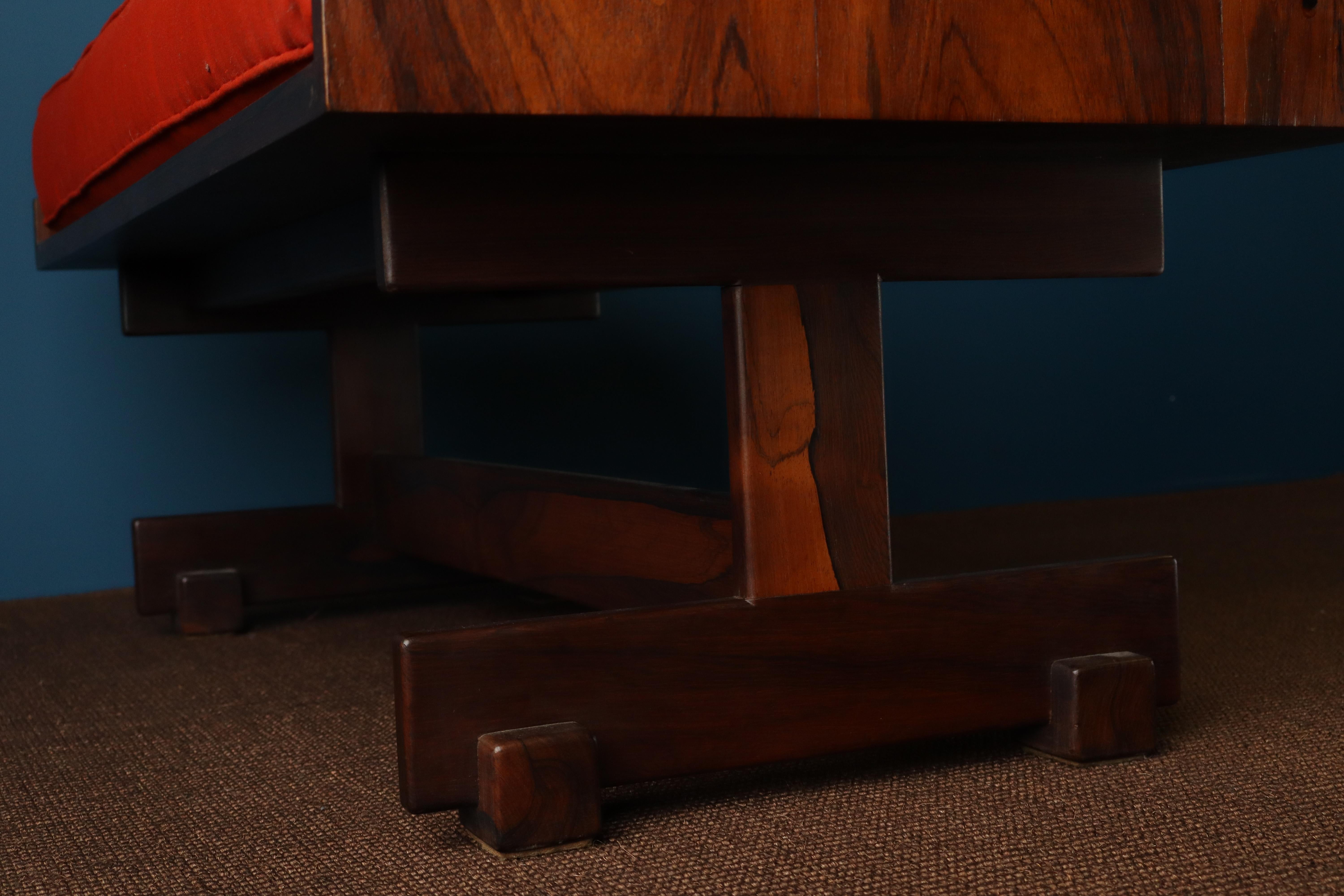 Fabric Brazilian Bench in Rosewood by FAI (Fatima Arquitectura de Interiores), 1960s For Sale