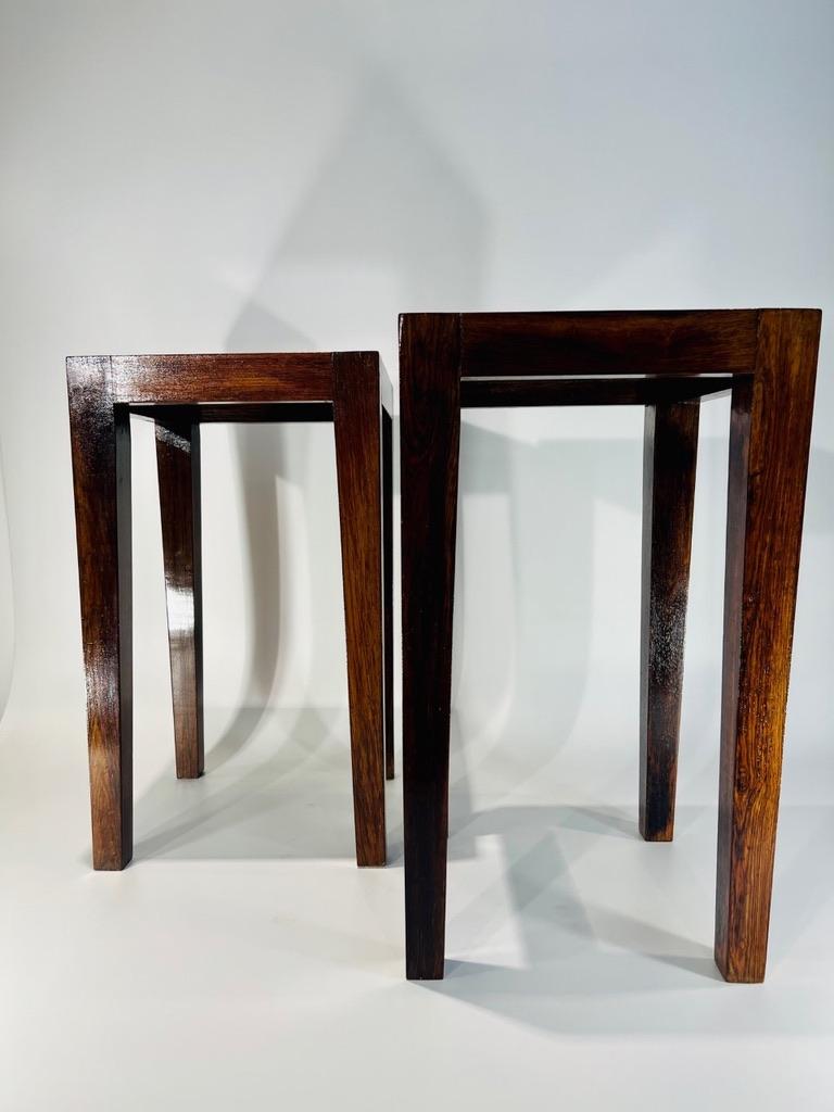 Brazilian bicolor Art deco circa 1930 noble wood pair of tables. For Sale 1