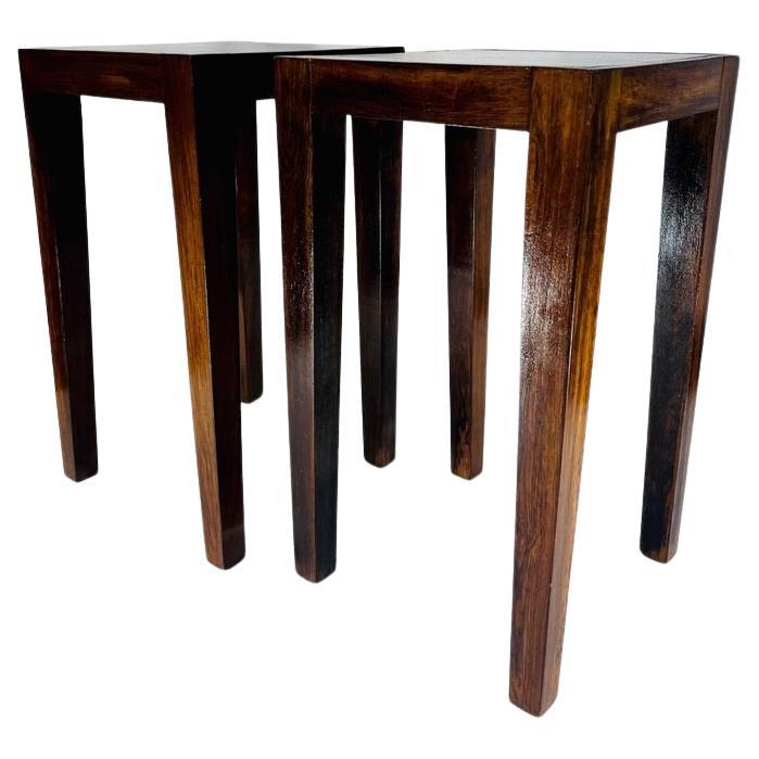Brazilian bicolor Art deco circa 1930 noble wood pair of tables. For Sale
