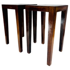 Brazilian bicolor Art deco circa 1930 noble wood pair of tables.