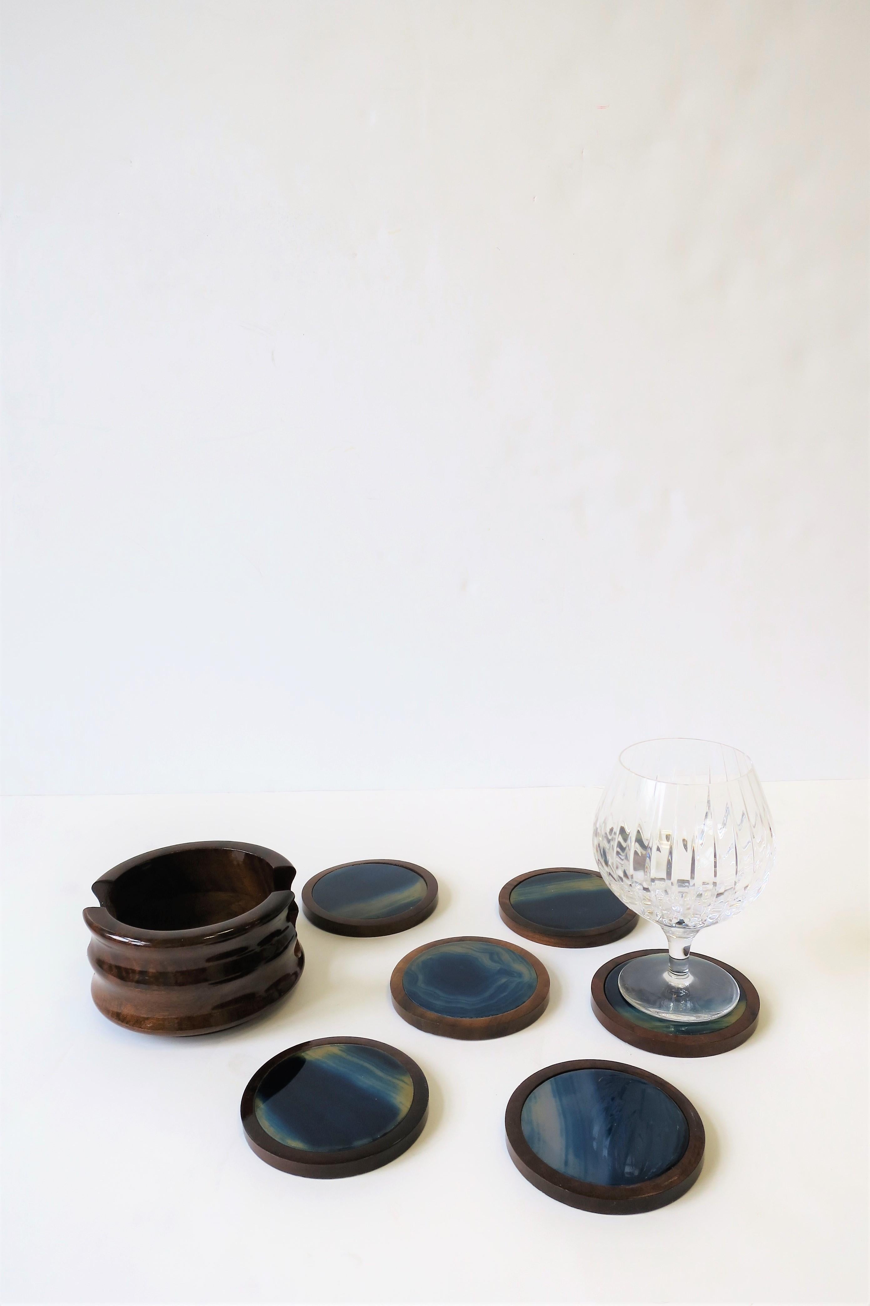 20th Century Brazilian Blue and White Agate Drink or Cocktail Coasters