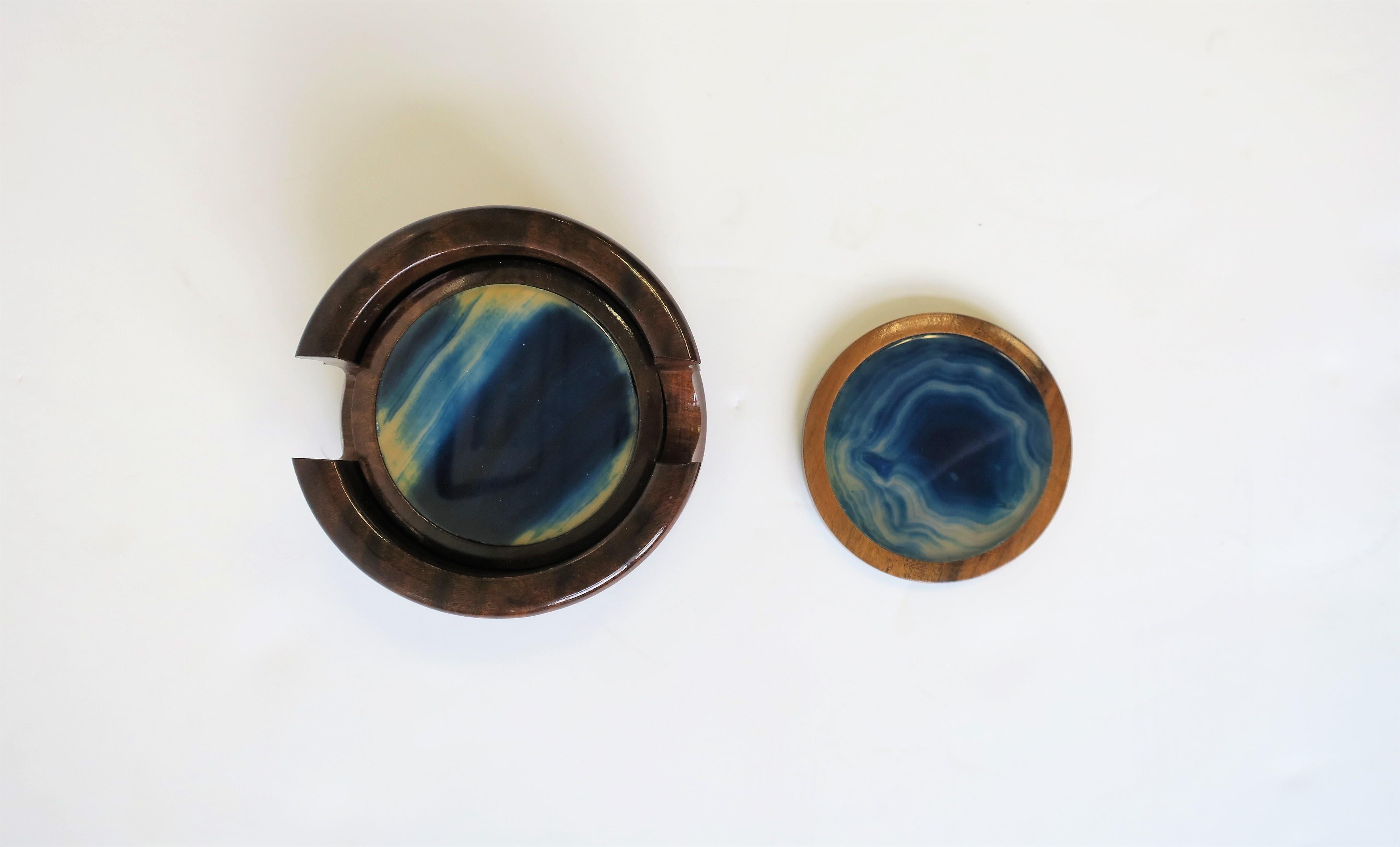 Brazilian Blue and White Agate Drink or Cocktail Coasters 3
