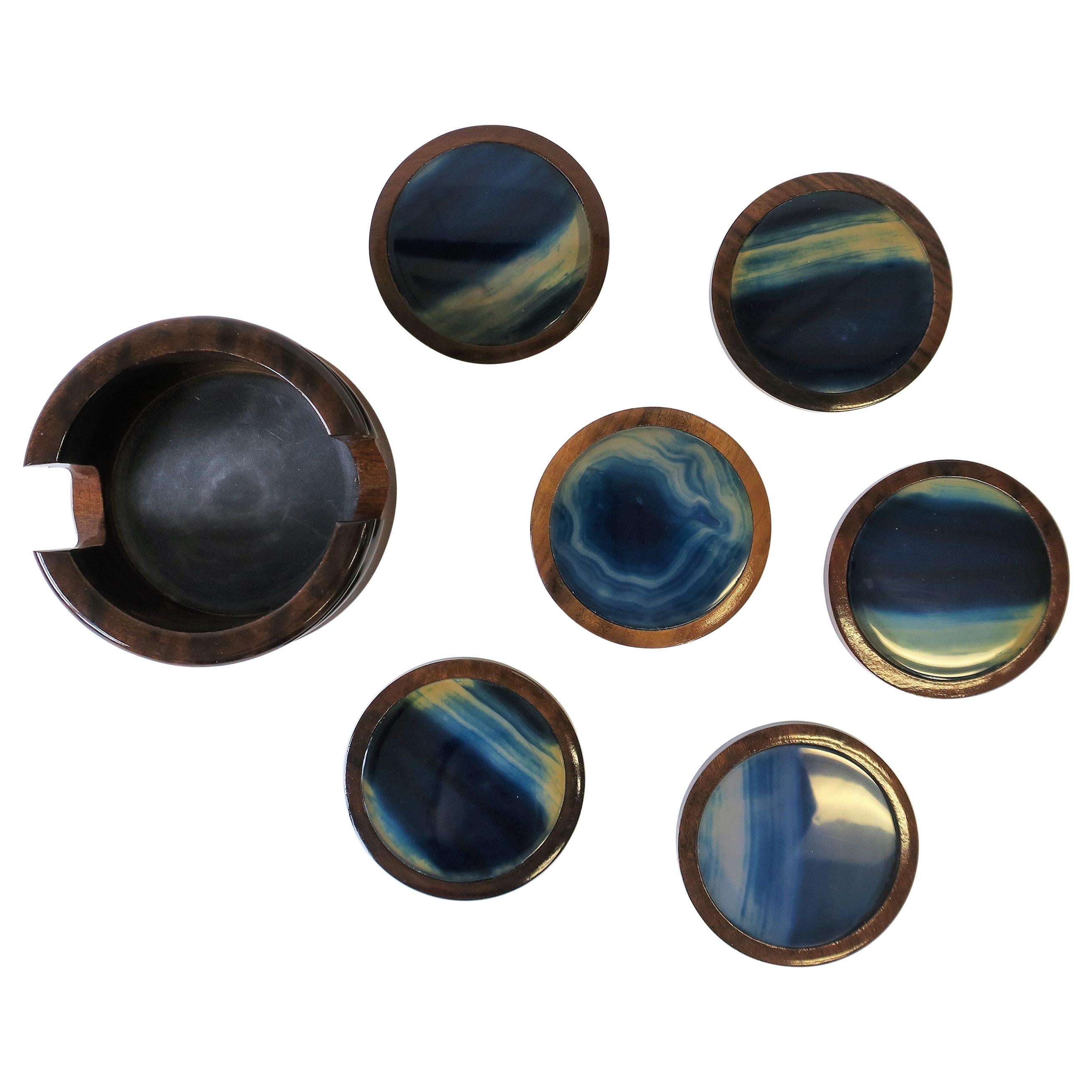 Brazilian Blue and White Agate Drink or Cocktail Coasters