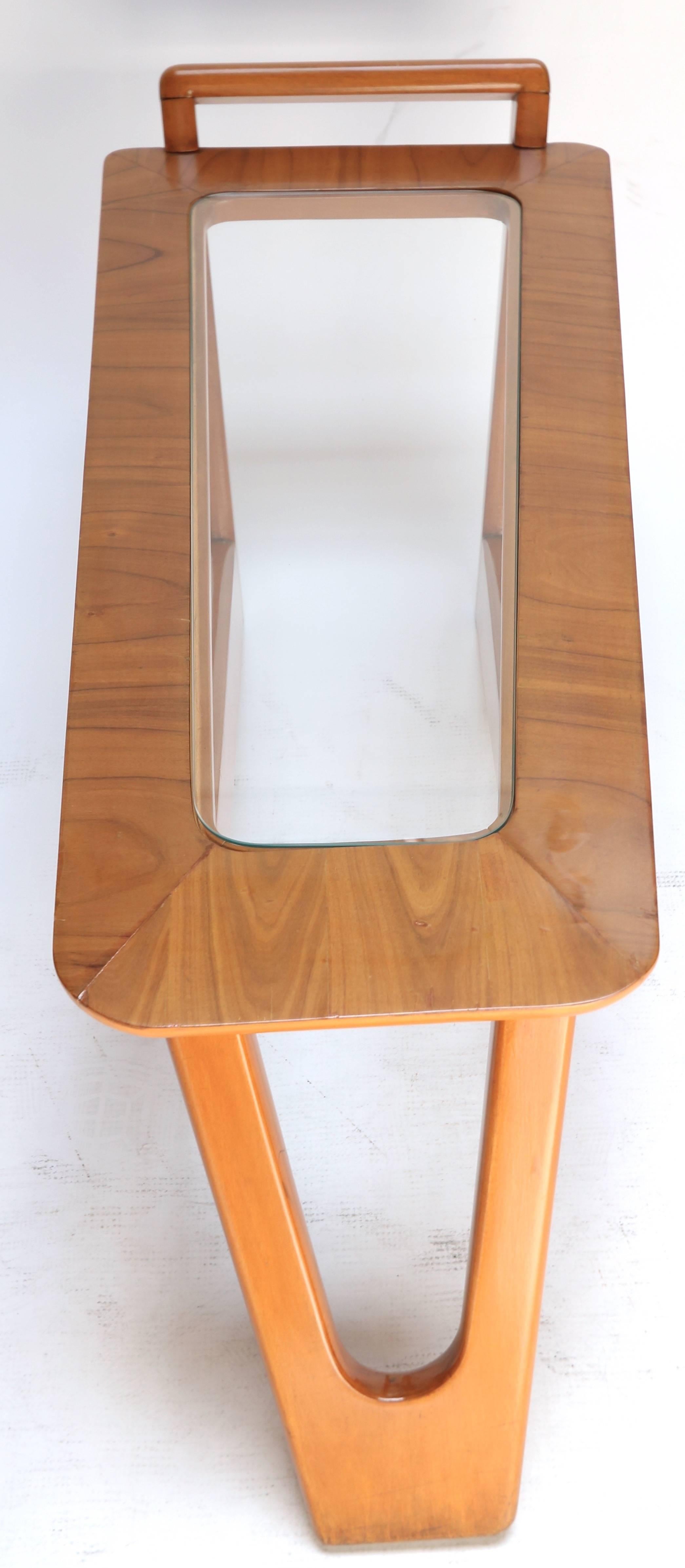 Brazilian Caviuna Wood 1960s Rectangular Coffee Table with Glass Top For Sale 1