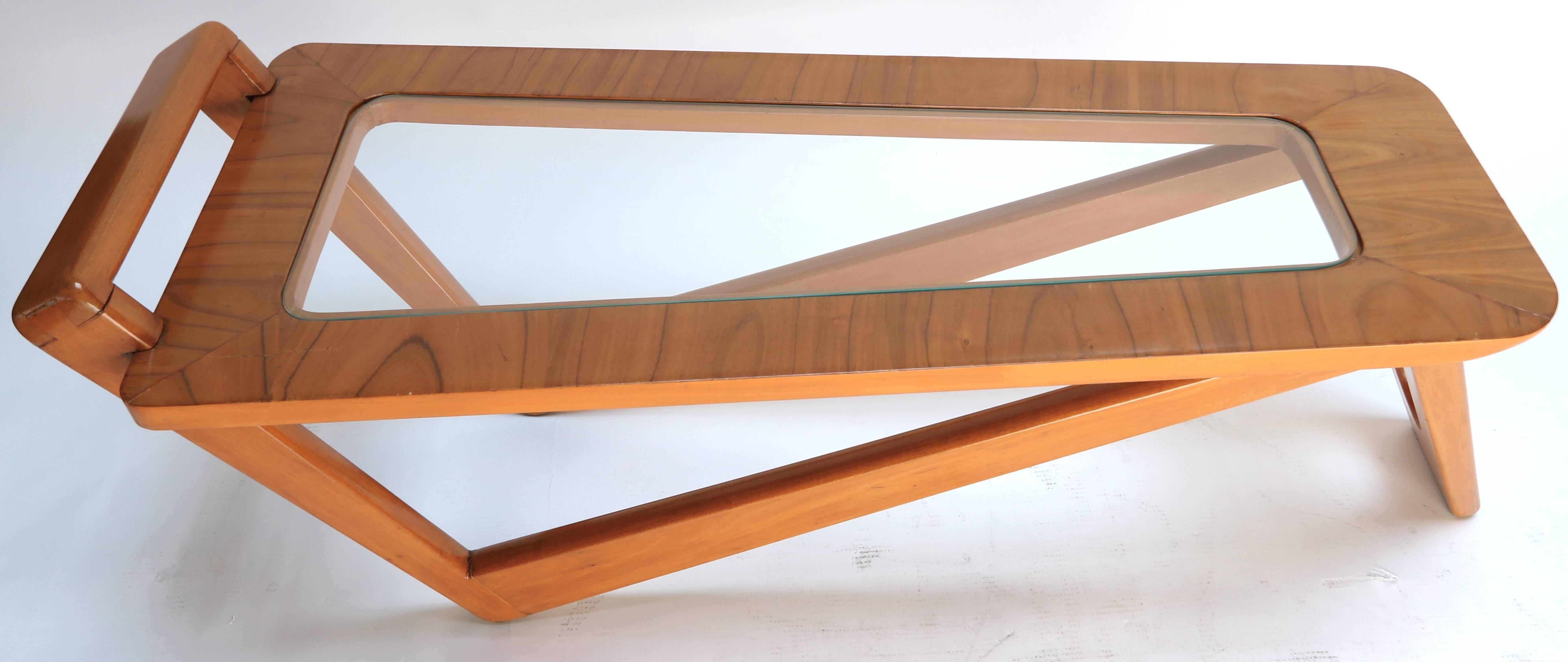 Brazilian Caviuna Wood 1960s Rectangular Coffee Table with Glass Top For Sale 4