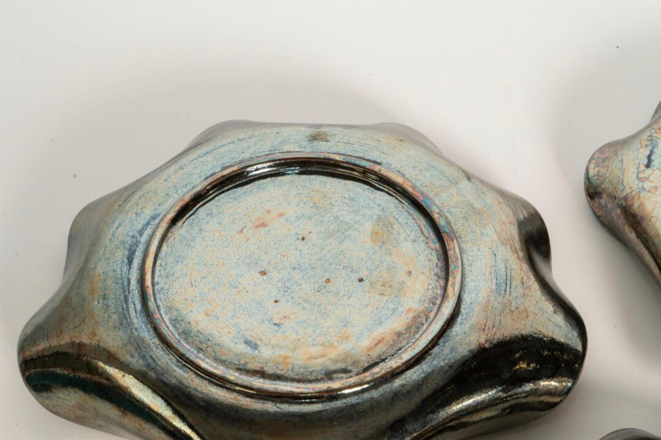 Mid-Century Modern Brazilian Ceramics: Arte Forma. Set of 6 enamelled ceramic trays For Sale