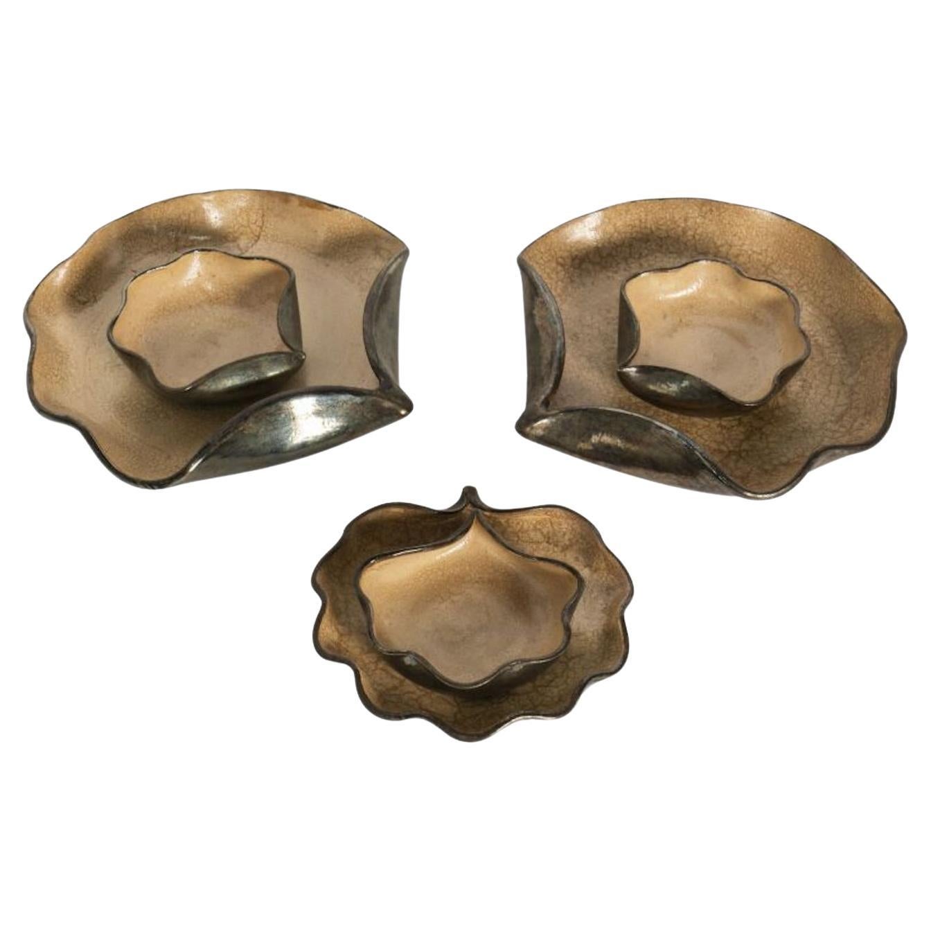 Brazilian Ceramics: Arte Forma. Set of 6 enamelled ceramic trays For Sale