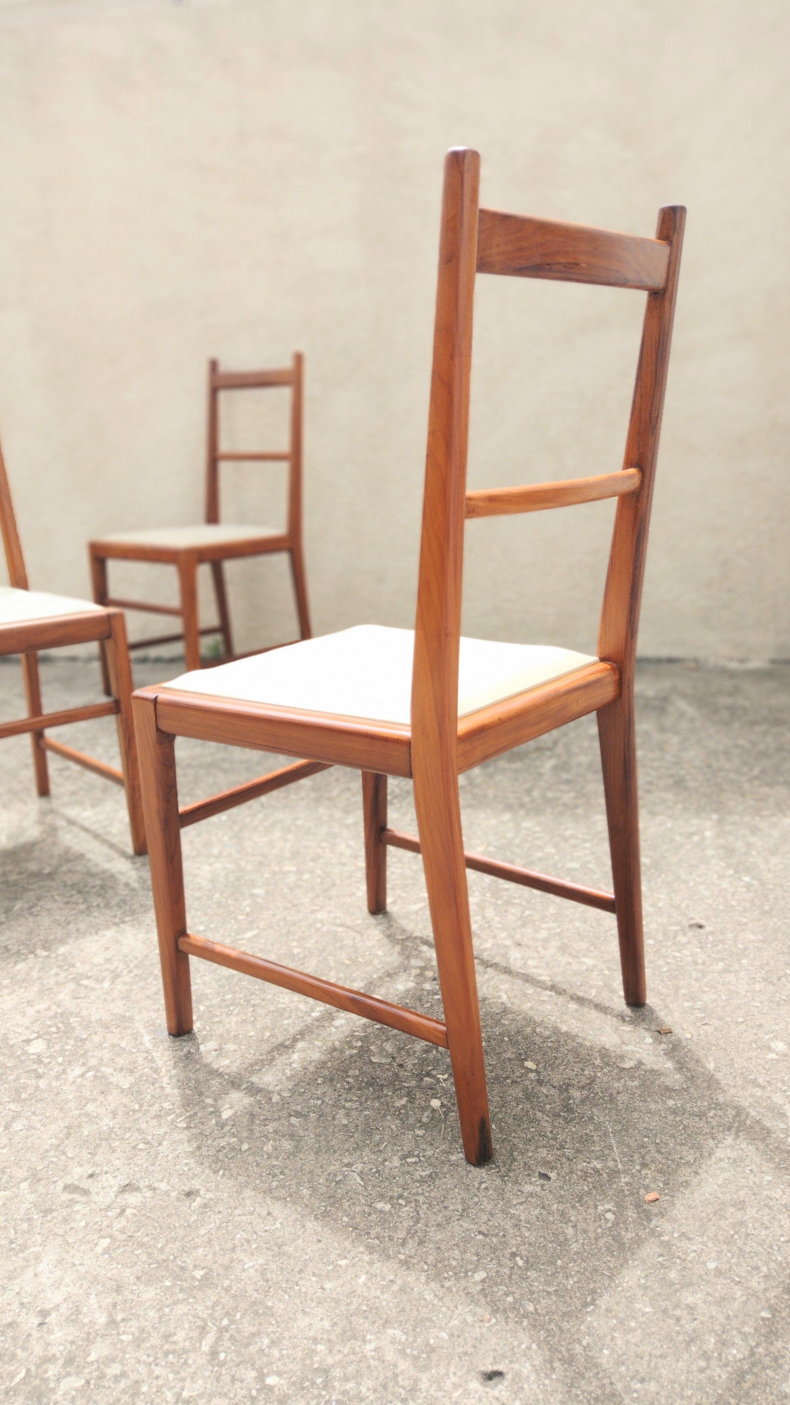 Brazilian Chairs 60s in Solid Caviúna Wood and Courvin, Set of 4 For Sale 11
