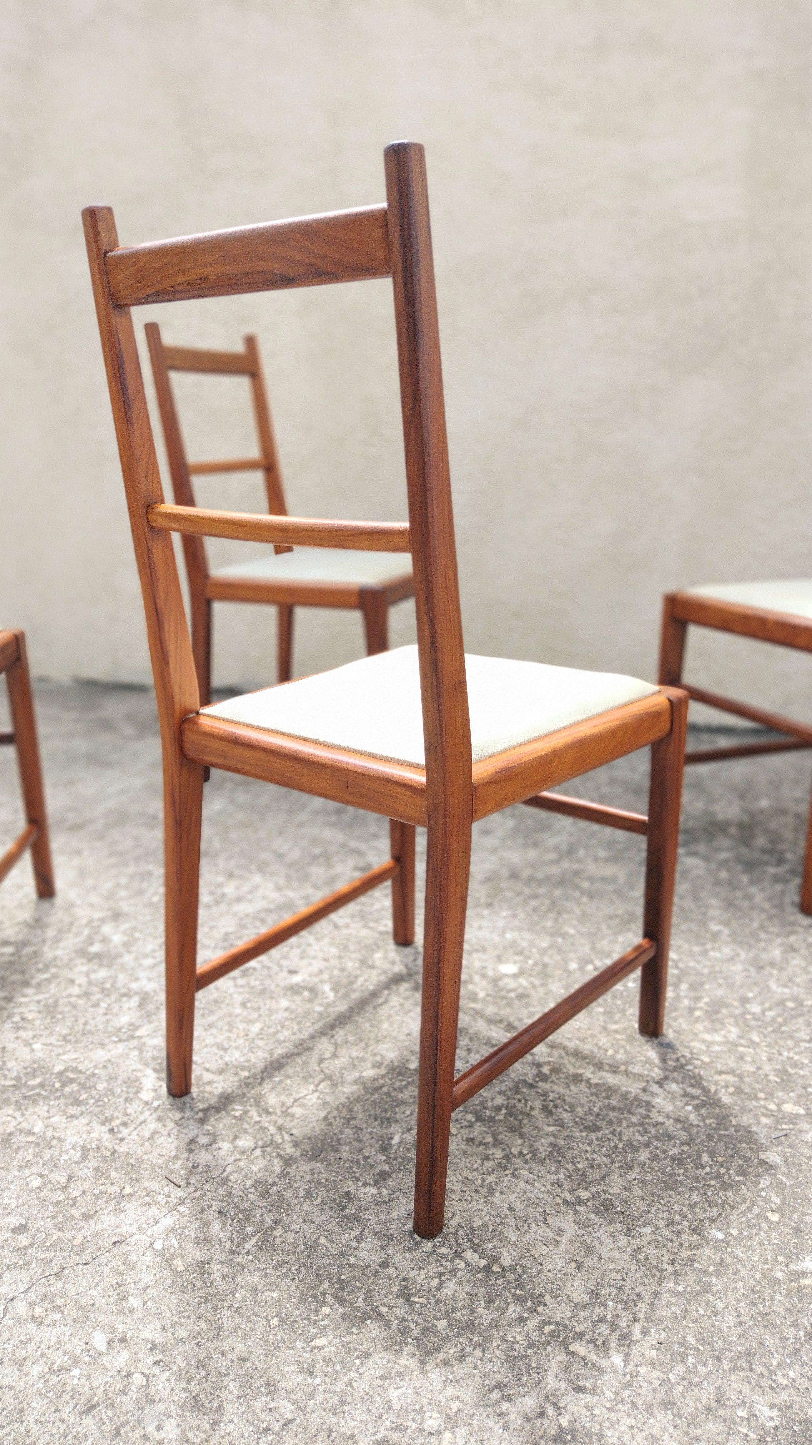 Brazilian Chairs 60s in Solid Caviúna Wood and Courvin, Set of 4 For Sale 12