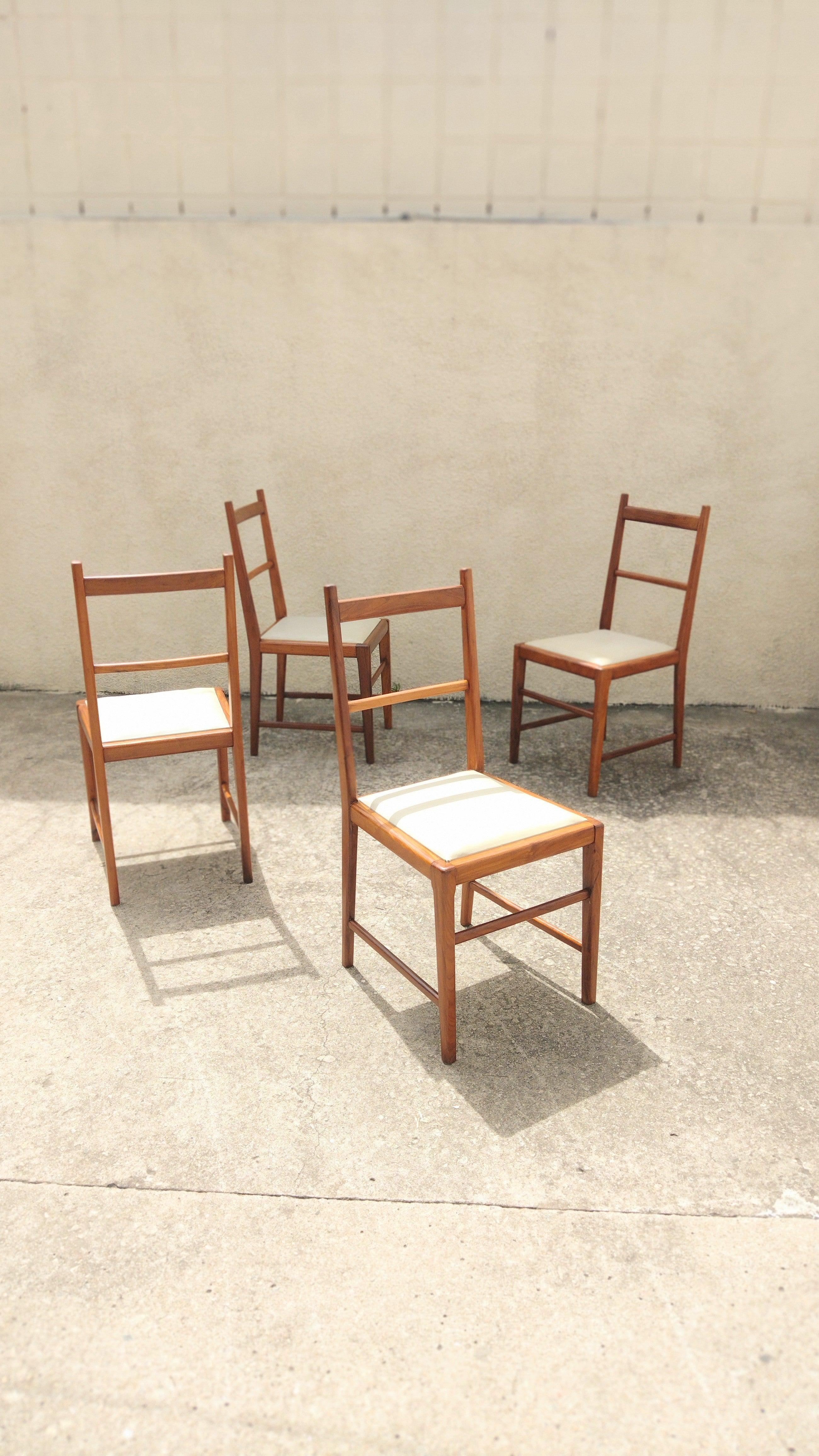 Brazilian Chairs 60s in Solid Caviúna Wood and Courvin, Set of 4 For Sale 13