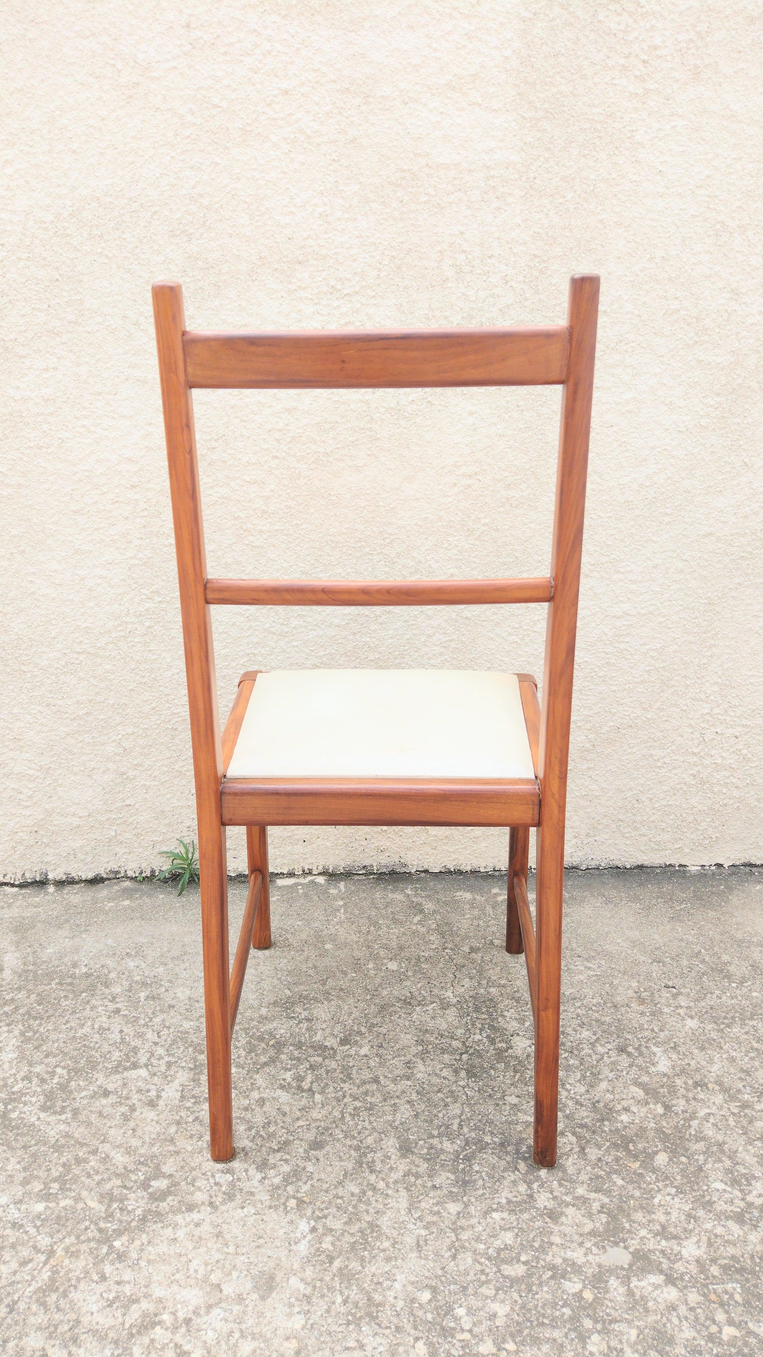 Mid-20th Century Brazilian Chairs 60s in Solid Caviúna Wood and Courvin, Set of 4 For Sale